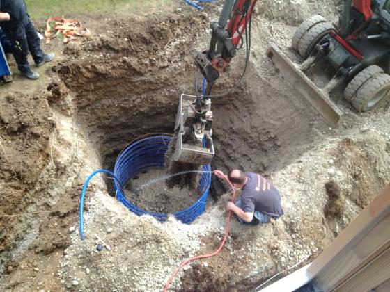 Einbau Solekörbe für Erdwärmetauscher